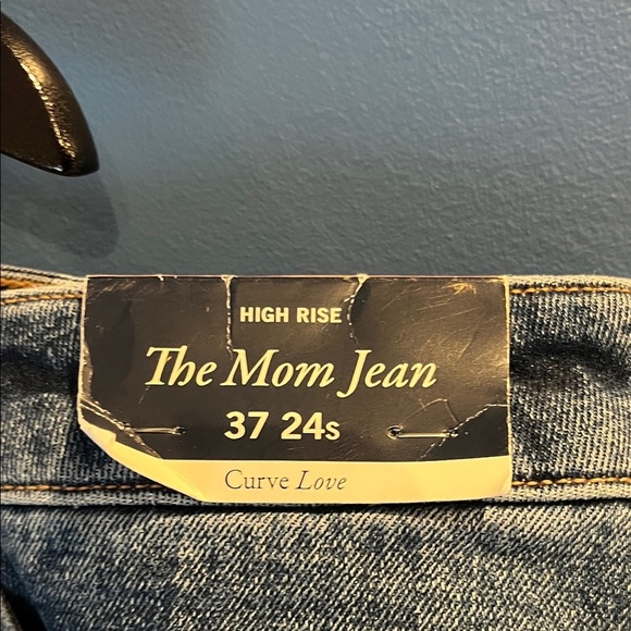 Abercrombie & Fitch The Mom Jean High Rise Blue Denim Jeans 37 24s Curve Love - Picture 3 of 14